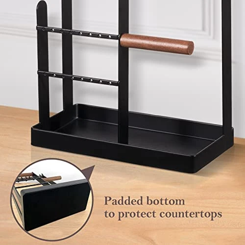 ProCase Jewelry Organizer Stand Holder, 4-Tier Tower Rack With Earring Tray And Holes, 10 Hooks Necklaces Hanging Storage Tree Display For Bracelets Watches Earrings Rings -Black 3 ProCase Jewelry Organizer Stand Holder, 4-Tier Tower Rack With Earring Tray And Holes, 10 Hooks Necklaces Hanging Storage Tree Display For Bracelets Watches Earrings Rings -Black - Image 3