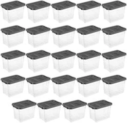 Sterilite 160 Quart Latching Stackable Bedroom Closet Playroom Wheeled Storage Box Container Bin With Gray Lid And Clear Sides, 2 Pack -Songmics Furniture Shop 41MEDsaFc5L. AC