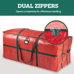 Zober Christmas Tree Storage Bag - Open Top, Quilted Christmas Tree Storage Box For Disassembled Trees Up To 9 Feet With Carry Handles And Dual Zipper - 59x24x24 Inches, Red -Songmics Furniture Shop 41MFjZZ5OYL