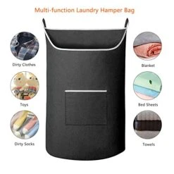 SAVERHO XL Hanging Laundry Hamper Bag, Black Door Hanging Hamper With Large Openging Hanging Laundry Hamper Storage Bag Large Size 36X22 Inch (Black) -Songmics Furniture Shop 41MGfxOIN4L