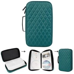DVD Case CD Case Holder - 96 Capacity Portable Carrying DVD Disc Storage Case Hard CD Case Holder Wallet Binder Booklet Organizer For Car Office Home Travel | Movie Media Audio Music (Green) -Songmics Furniture Shop 41MIFtkWTdL