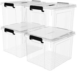Cetomo 37Qt*6 Plastic Storage Bins, Storage Box, 6 Pack, Tote Organizing Container With Durable Lids And Secure Latching Buckles, Stackable And Nestable, Clear With Black Buckle -Songmics Furniture Shop 41MJVc8SMdL. AC