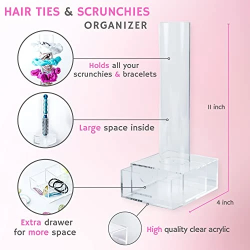 Talltoise Scrunchie Holder Stand And Bracelet Organizer, Friendship Bracelet Holder, Best Gift For Girls, Teens Bedroom VSCO Girl Stuff - Built With Storage Drawer For Hair Accessories Storage- 11 In 3 Talltoise Scrunchie Holder Stand And Bracelet Organizer, Friendship Bracelet Holder, Best Gift For Girls, Teens Bedroom VSCO Girl Stuff - Built With Storage Drawer For Hair Accessories Storage- 11 In - Image 3