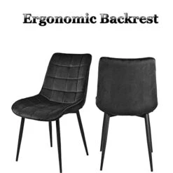 Payeel Upholstered Velvet Dining Chairs Set Of 4 Modern Tufted Dining Side Chairs W/Metal Legs Modern Cushion Seats And Back For Living Kitchen, Vanity, And Waiting Room(Black) -Songmics Furniture Shop 41MO1rCZlZL