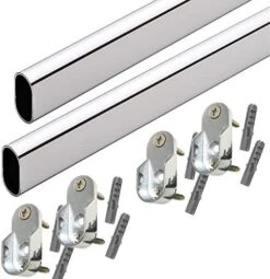 60" Oval Closet Rod With End Supports - Polished Chrome - 3 Sets -Songmics Furniture Shop 41MPqN3X3hL. AC