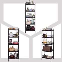 SONGMICS Adjustable Storage Shelf Rack, 5-Tier Multifunctional Shelving Unit Stand Tower, Bookcase For Bathroom Living Room Kitchen 17.7 X 12.4 X 55.9 Inches, Holds Up To 132 Lb, Brown UBCB75BR 9 SONGMICS Adjustable Storage Shelf Rack, 5-Tier Multifunctional Shelving Unit Stand Tower, Bookcase For Bathroom Living Room Kitchen 17.7 X 12.4 X 55.9 Inches, Holds Up To 132 Lb, Brown UBCB75BR -Songmics Furniture Shop 41MQRgzRxzL