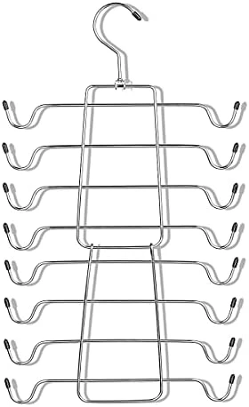 Szxc 2 Pack Skirt Pants Hangers With Adjustable Clips - 4 Tier Chrome With Black Vinyl - Non-Slip Durable - Closet Storage Organizer Space Saving (Pants Skirt Hangers (Set Of 2) 2 Szxc 2 Pack Skirt Pants Hangers With Adjustable Clips - 4 Tier Chrome With Black Vinyl - Non-Slip Durable - Closet Storage Organizer Space Saving (Pants Skirt Hangers (Set Of 2) - Image 2