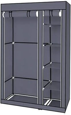 Volowoo Portable Closet Wardrobe,67'' Closet Storage Organizer Rack With Shelves And Cover For Hanging Clothes, Non-Woven Fabric, Quick And Easy To Assembly (Gray) -Songmics Furniture Shop 41MYLEcxicL. AC
