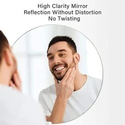 Untrammelife Silver Round Bathroom Mirror, 32 Inch Large Bathroom Vanity Mirror, Modern Circle Wall Mirror Silver Brushed Nickel Metal Frame Round Wall-Mounted Mirror For Bedroom Living Room -Songmics Furniture Shop 41MbKgKqJwS