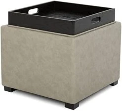 CHITA Storage Ottoman Cube With Tray,Footrest Stool Seat Serve As Side Table, Fabric In Flax -Songmics Furniture Shop 41MhDf21TL. AC