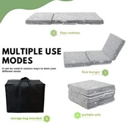 MeMoreCool Foldable Floor Mattress For Kids, Star Glow In The Dark Toddler Floor Nap Mat For Sleeping Daycare, Small Child Foldable Mattress Floor Bed, Trifold Futon Portable Tri Folding Mattress