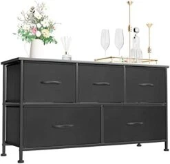Devoko Dresser For Bedroom With 5 Drawers, Wide Chest Of Drawers With Fabric Bins, Storage Organizer Unit With Steel Frame And Wooden Top For Living Room, Closets, TV Stand,Hallway And Entryway -Songmics Furniture Shop 41Ml2GjnrlL. AC