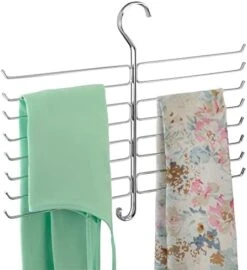 MDesign Metal Closet Rod Hanging Accessory Storage Organizer Rack For Scarves, Ties, Yoga Pants, Leggings, Tank Tops - Snag Free, Geometric Design, 16 Arms/1 Hook - Spira Collection - Rose Gold -Songmics Furniture Shop 41MqEqzhx0L. AC