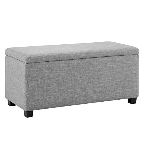 Amazon Basics Upholstered Storage Ottoman And Entryway Bench, 35.5"W X 16.5"D X 17"H, Light Gray 1 Amazon Basics Upholstered Storage Ottoman And Entryway Bench, 35.5"W X 16.5"D X 17"H, Light Gray
