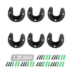 6 Packs U-Shaped Closet Rod Brackets Rod Support Holder Stainless Steel Matte Black Flange Rod Holder With Screws,Pole Closet Holders
