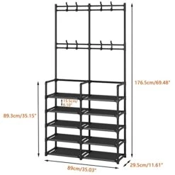 Laiensia 5-Tier Entryway Coat Rack, Coat And Shoe Rack, Entryway Bench Storage Organizer With 8 Hooks For Bedroom, Hallway, Office, Black 10 Laiensia 5-Tier Entryway Coat Rack, Coat And Shoe Rack, Entryway Bench Storage Organizer With 8 Hooks For Bedroom, Hallway, Office, Black -Songmics Furniture Shop 41MvxtHVN4L