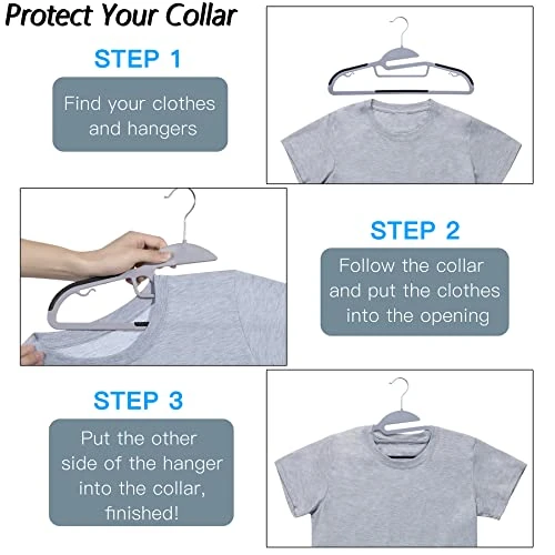 Cimlord 50PC Neck Saver Coat Hanger - Thin Space Saving Clothes Hangers With Non-Slip Rubber Pad, Closet Suit Hangers For Clothing, Pants, Jeans, Durable Plastic Gray Slim Hanger 4 Cimlord 50PC Neck Saver Coat Hanger - Thin Space Saving Clothes Hangers With Non-Slip Rubber Pad, Closet Suit Hangers For Clothing, Pants, Jeans, Durable Plastic Gray Slim Hanger - Image 4