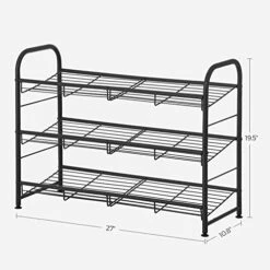 SONGMICS Stackable Shoe Rack, 3-Tier Shoe Rack Storage Organizer, Holds Up To 12 Pairs, Steel, 27 X 10.8 X 19.5 Inches, For High Heels, Sneakers, Slippers, In The Entryway, Closet, Black ULMR066B01 -Songmics Furniture Shop 41N0v91FcrL