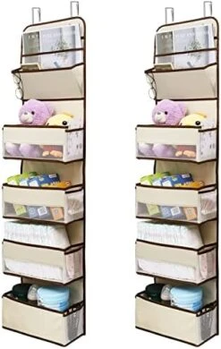 GALMAXS7 2 Pack 5-Shelf Over The Door Hanging Organizer With 8 Mesh Side Pockets, Back Of Door Storage Organizer, Closet Door Organizer Hanging Diaper Storage Organizer, Door Hanger Organizer, Grey -Songmics Furniture Shop 41N409e 8DL. AC