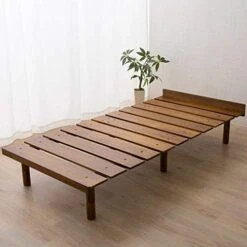 EMOOR Wood Slatted Floor Bed Frame OSMOS Twin For Japanese Futon Mattress Solid Pine (Retro-Brown), Height Adjustable (2/7/12in) Tatami Mat