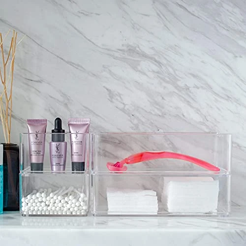 STYLIO Stackable Clear Acrylic Bathroom Drawer Organizers. Vanity Makeup Organizer. Bathroom Organization And Storage. Bathroom Storage 8 Piece Storage Drawers. Cabinet Organizer Bins Clear Containers 2 STYLIO Stackable Clear Acrylic Bathroom Drawer Organizers. Vanity Makeup Organizer. Bathroom Organization And Storage. Bathroom Storage 8 Piece Storage Drawers. Cabinet Organizer Bins Clear Containers - Image 2