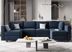 Belffin Modular Sectional Sofa Couch With Reversible Chaise Velvet L Shaped Couch Sofa With Storage 4-seat Convertible Sectional Sofa Blue 20 Belffin Modular Sectional Sofa Couch With Reversible Chaise Velvet L Shaped Couch Sofa With Storage 4-seat Convertible Sectional Sofa Blue -Songmics Furniture Shop 41NMKWDFrXL. AC