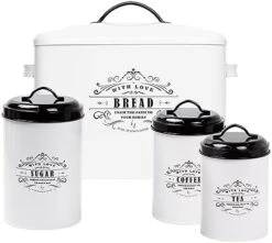 Extra Large White Farmhouse Bread Box For Kitchen Countertop - Holds 2+ Loaves For All Your Bread Storage - Bread Container Counter Organizer To Suit Farmhouse Kitchen Decor, Vintage Kitchen, Rustic 14 Extra Large White Farmhouse Bread Box For Kitchen Countertop - Holds 2+ Loaves For All Your Bread Storage - Bread Container Counter Organizer To Suit Farmhouse Kitchen Decor, Vintage Kitchen, Rustic -Songmics Furniture Shop 41NS0V2znrL. AC