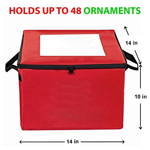 ProPik Christmas Ornament Storage Box, Organizer Holds Up To 48 Xmas Balls With 3 Separate Removable Trays, Container Has Dividers To Organize Holiday Tree Ornaments (Red) 4 ProPik Christmas Ornament Storage Box, Organizer Holds Up To 48 Xmas Balls With 3 Separate Removable Trays, Container Has Dividers To Organize Holiday Tree Ornaments (Red) - Image 4