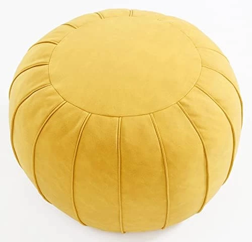 C COMFORTLAND Unstuffed Faux Leather Ottoman Pouf, Round Foot Rest Poof Ottomans, Floor Foot Stool Poufs, Bean Bag Chair Cover With Storage For Living Room, Bedroom, Or Wedding Gifts Orange 14 C COMFORTLAND Unstuffed Faux Leather Ottoman Pouf, Round Foot Rest Poof Ottomans, Floor Foot Stool Poufs, Bean Bag Chair Cover With Storage For Living Room, Bedroom, Or Wedding Gifts Orange - Image 14