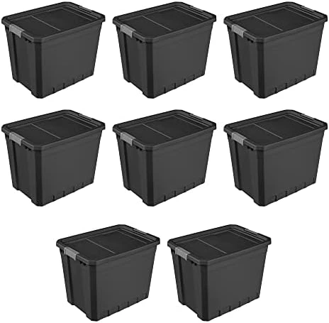 Sterilite 7.5 Gallon Stackable Rugged Industrial Storage Tote Containers With Gray Latching Clip Lids For Garage, Attic, Or Worksite, Black (6 Pack) 13 Sterilite 7.5 Gallon Stackable Rugged Industrial Storage Tote Containers With Gray Latching Clip Lids For Garage, Attic, Or Worksite, Black (6 Pack) - Image 13