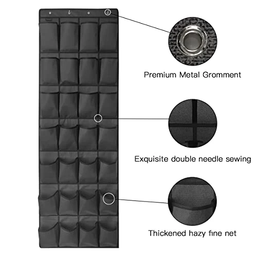 TidyMaster 2 Pack 28 Large Pockets Hanging Shoe Organizer Over The Door Shoe Rack For Closet Door Storage Shoe Holder Hanger.8+8Hooks.Imitation Linen Gray 5 TidyMaster 2 Pack 28 Large Pockets Hanging Shoe Organizer Over The Door Shoe Rack For Closet Door Storage Shoe Holder Hanger.8+8Hooks.Imitation Linen Gray - Image 5