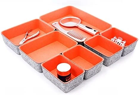 Welaxy Drawer Organizers Bins Felt Storage Bin Office Organizer Shallow Small Desk Organizer Trays Draw Dividers 7-piece (Turquoise) 9 Welaxy Drawer Organizers Bins Felt Storage Bin Office Organizer Shallow Small Desk Organizer Trays Draw Dividers 7-piece (Turquoise) - Image 9