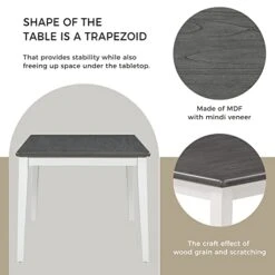 Merax Classic And Traditional Style 6-Piece Wooden Dining Table Set With 4 Upholstered Chairs & Bench, White+Grey -Songmics Furniture Shop 41NfzrGge3L