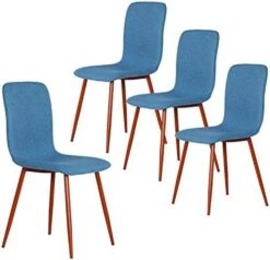 Dining Chairs Set Of 4 Dining Room Chairs Kitchen Chairs With Fabric Cushion Seat Back Outdoor Farmhouse Modern Upholstered Chair With Metal Legs, Create A Sweet And Cozy Eating Time With Family, Blue -Songmics Furniture Shop 41NgGUlX4rL. AC