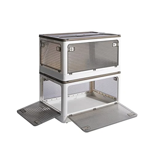 SummerRay Folding Storage Bins With Wheels Stackable Plastic Closet White 18Gal 2pcs 1 SummerRay Folding Storage Bins With Wheels Stackable Plastic Closet White 18Gal 2pcs