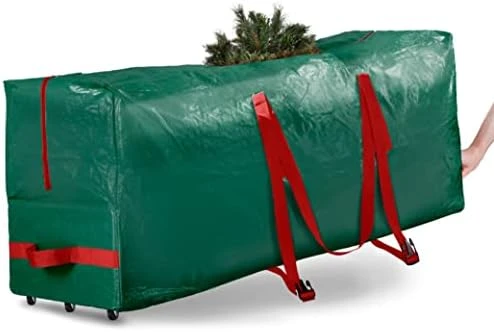 Zober Rolling Large Christmas Tree Storage Bag - Fits Artificial Disassembled Trees, Durable Handles & Wheels For Easy Carrying And Transport - Tear/Waterproof Polyethylene Plastic Duffle Bag (9 Ft., Red) 9 Zober Rolling Large Christmas Tree Storage Bag - Fits Artificial Disassembled Trees, Durable Handles & Wheels For Easy Carrying And Transport - Tear/Waterproof Polyethylene Plastic Duffle Bag (9 Ft., Red) - Image 9