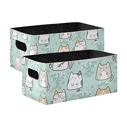 Kawaii Cute Cat Storage Basket Felt Storage Bin Collapsible Towel Storage Convenient Box Organizer For Pet Supplies Magazine 1 Kawaii Cute Cat Storage Basket Felt Storage Bin Collapsible Towel Storage Convenient Box Organizer For Pet Supplies Magazine