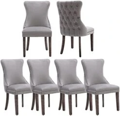 KCC Velvet Dining Chairs Set Of 4, Tufted Upholstered Wingback High-end Dining Kitchen Chair With Nailhead Solid Wood Legs, Contemporary Nikki Collection Modern Style, Beige 21 KCC Velvet Dining Chairs Set Of 4, Tufted Upholstered Wingback High-end Dining Kitchen Chair With Nailhead Solid Wood Legs, Contemporary Nikki Collection Modern Style, Beige -Songmics Furniture Shop 41NpOQQm35L. AC