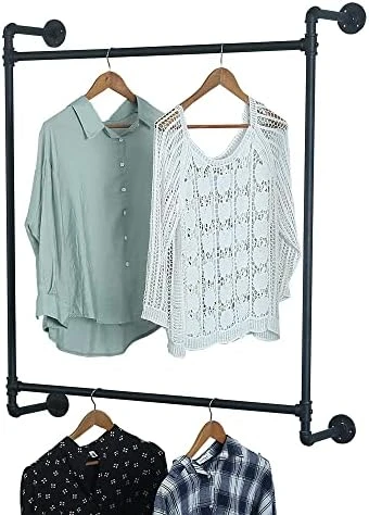TANGGU Industrial Pipe Clothing Rack Wall Mounted,Retail Display Rack Cloths Rack,Metal Clothes Racks For Hanging Clothes,Iron Clothing Rod(31.5in,Black) 8 TANGGU Industrial Pipe Clothing Rack Wall Mounted,Retail Display Rack Cloths Rack,Metal Clothes Racks For Hanging Clothes,Iron Clothing Rod(31.5in,Black) - Image 8