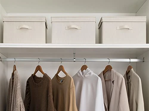 StorageWorks Decorative Storage Boxes, Storage Basket With Lid And Handles, Mixing Of Beige, White & Ivory, Large, 2-Pack 2 StorageWorks Decorative Storage Boxes, Storage Basket With Lid And Handles, Mixing Of Beige, White & Ivory, Large, 2-Pack - Image 2