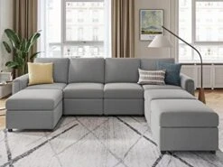 LINSY HOME Modular Sectional Sofa, Convertible U Shaped Sofa Couch With Storage, Memory Foam, Modular Sectionals With Ottomans, 6 Seat Sofa Set With Chaise For Living Room, Grey -Songmics Furniture Shop 41Nzsmk3qVL. AC 1