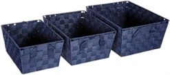 Whitmor Woven Strap Storage Baskets S/3-Navy, Navy, 3 Count -Songmics Furniture Shop 41O13iDR45L. AC