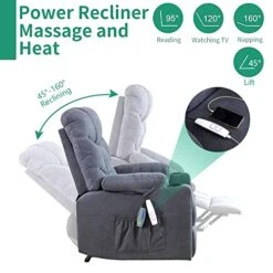 OBBOLLY Power Lift Recliner Chair For Elderly, Massage Chair Recliner With Heat, Linen Fabric Lazy Sofa Chairs With Cup Holders, USB, Side Pockets For Living Room -Songmics Furniture Shop 41O1X8FQGCL