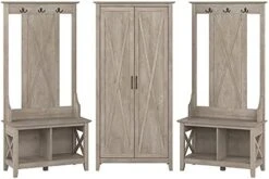 Bush Furniture Key West Entryway Storage Set With Hall Tree, Shoe Bench And Tall Cabinet, Washed Gray 17 Bush Furniture Key West Entryway Storage Set With Hall Tree, Shoe Bench And Tall Cabinet, Washed Gray -Songmics Furniture Shop 41O39Tvh2cS. AC