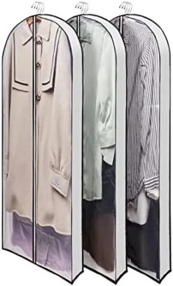 Wutrye 40" Full Clear Garment Bags For Hanging Clothes With 6" Gusset 2 Zippers Transparent Suit Bags Protector Cover For Travel Moving Closet Storage Moth Proof Sweater Jacket Coat Shirts 3 Packs -Songmics Furniture Shop 41O8uHKNqJL. AC