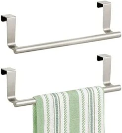 MDesign Metal Over The Door Towel Holder For Kitchen Cabinet - Hand, Dish, And Tea Towel Rack - Over The Door Towel Bar And Hanger - Kitchen And Bathroom Organizer - Omni Collection - 2 Pack, Satin 9 MDesign Metal Over The Door Towel Holder For Kitchen Cabinet - Hand, Dish, And Tea Towel Rack - Over The Door Towel Bar And Hanger - Kitchen And Bathroom Organizer - Omni Collection - 2 Pack, Satin -Songmics Furniture Shop 41OA KNAb2L. AC