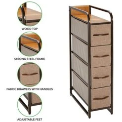 MDesign Slim Steel Frame Organizer Dresser Unit, 4 Removable Fabric Drawers/Metal Top, Furniture For Entryway, Hallway, Bedroom, Office, Closet Organization, Lido Collection, Coffee/Espresso Brown 8 MDesign Slim Steel Frame Organizer Dresser Unit, 4 Removable Fabric Drawers/Metal Top, Furniture For Entryway, Hallway, Bedroom, Office, Closet Organization, Lido Collection, Coffee/Espresso Brown -Songmics Furniture Shop 41OBm0JbmYL