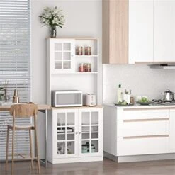 QUUL Kitchen Buffet, Pantry With 3 Cabinets, 2 Shelves And Large Countertop, Tall White Cabinet 9 QUUL Kitchen Buffet, Pantry With 3 Cabinets, 2 Shelves And Large Countertop, Tall White Cabinet -Songmics Furniture Shop 41OCjfzP2tL 3