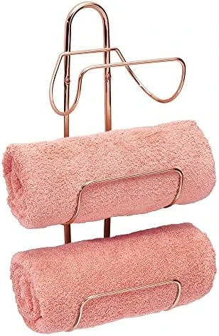 MDesign Modern Decorative Metal 3-Level Wall Mount Towel Rack Holder And Organizer For Storage Of Bathroom Towels, Washcloths, Hand Towels - Satin 8 MDesign Modern Decorative Metal 3-Level Wall Mount Towel Rack Holder And Organizer For Storage Of Bathroom Towels, Washcloths, Hand Towels - Satin - Image 8