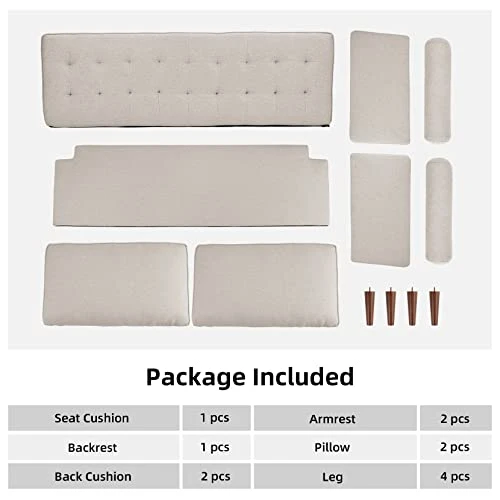 Koorlian Beige Small Couches, 68 Inch Fabric Loveseat Sofa, 2 Seater Couch For Small Space, Button Tufted Seat Cushion, Square Armrest, 2 Throw Pillows, Modern Sofa For Bedroon, Living Room, Apartment 6 Koorlian Beige Small Couches, 68 Inch Fabric Loveseat Sofa, 2 Seater Couch For Small Space, Button Tufted Seat Cushion, Square Armrest, 2 Throw Pillows, Modern Sofa For Bedroon, Living Room, Apartment - Image 6